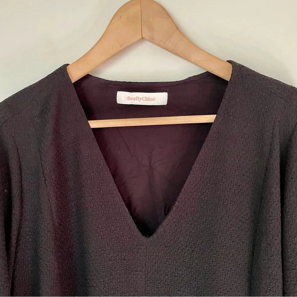 See By Chloe Black Peasant Style Long Sleeve Dress - Picture 3 of 8